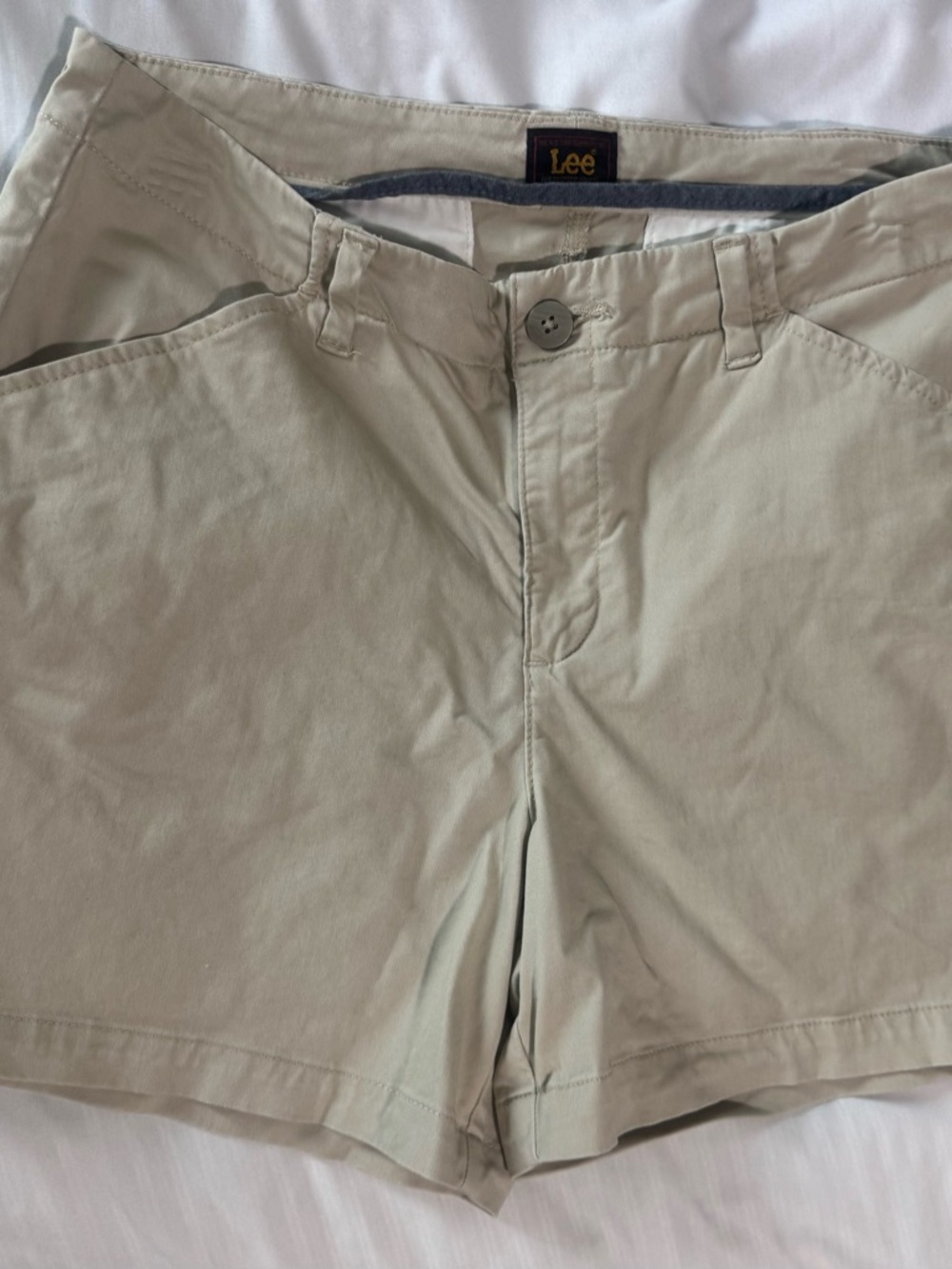 Lee Women’s Flat Front Shorts in Light Khaki